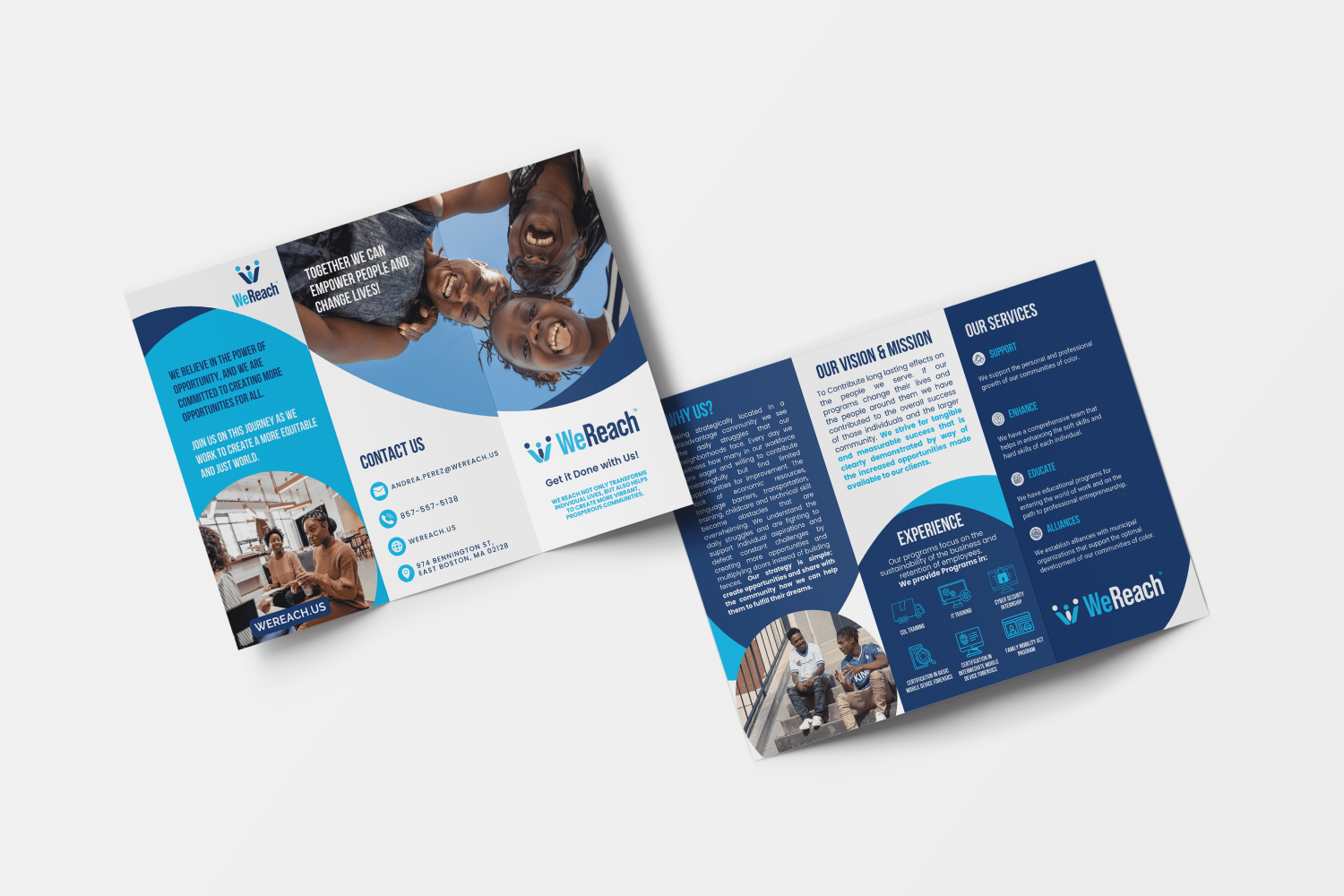 we reach brochure trifold mockup